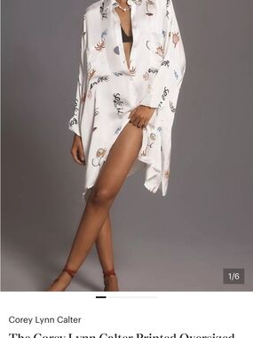 Corey Lynn Calter Mini Shirt Dress Seaside Summer Abstract Print
